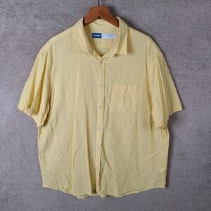 Old Navy Shirt‎ Mens XXL Yellow Linen Blend Everyday Regular Fit Short Sleeve